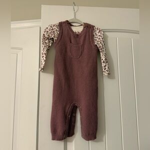 Carter's Mauve Knit Baby Romper with Floral Accents